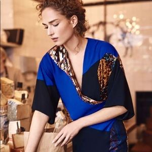 Anthropologie Dress Silk Velvet Wrap Patchwork